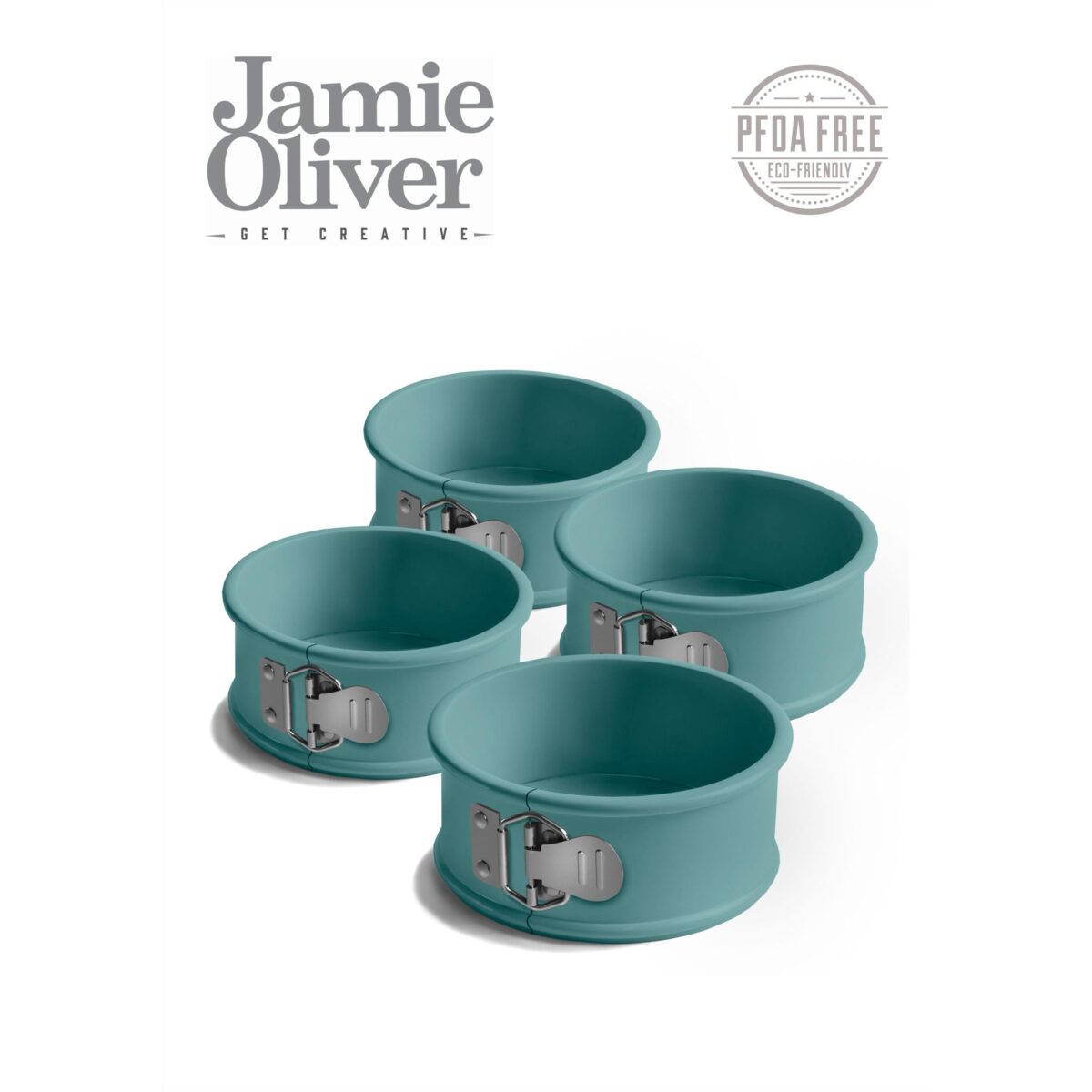 Комплект от 4 бр форми с падащо дъно JAMIE OLIVER - Ø 10 см, цвят атлантическо зелено