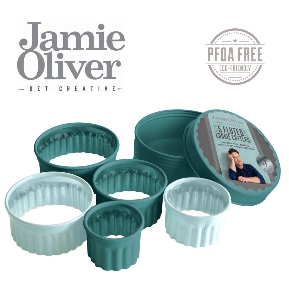 Комплект от 5 бр. вълнообразни форми за десерти и ястия JAMIE OLIVER - цвят атлантическо зелено / светлосиньо