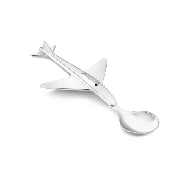 детска лъжица със сребърно покритие във форма на самолет