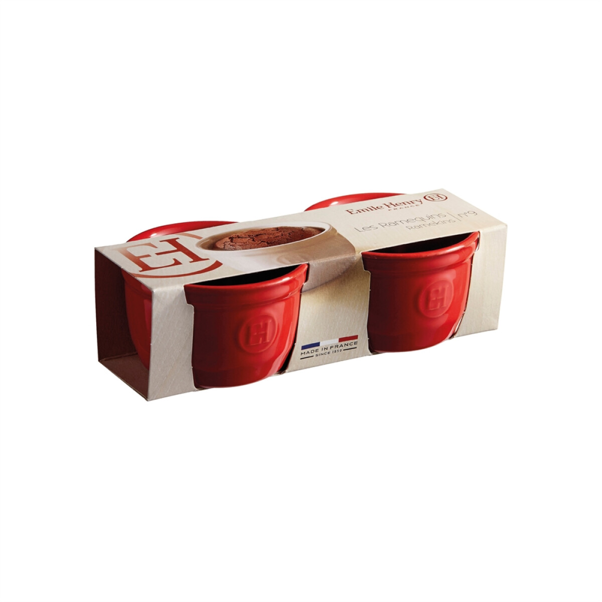 Комплект 2 броя керамични купички / рамекини EMILE HENRY RAMEKINS SET N°9 - цвят червен