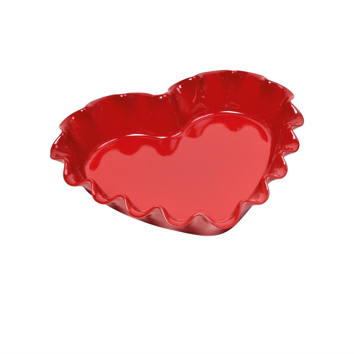 Керамична форма за тарт сърце EMILE HENRY RUFFLED HEART DISH - 33 х 29 см, цвят червен