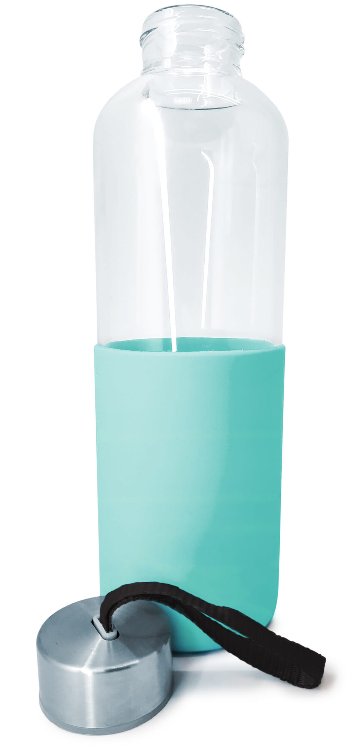 Стъклена бутилка със силиконов протектор Nerthus - 600 мл, зелена