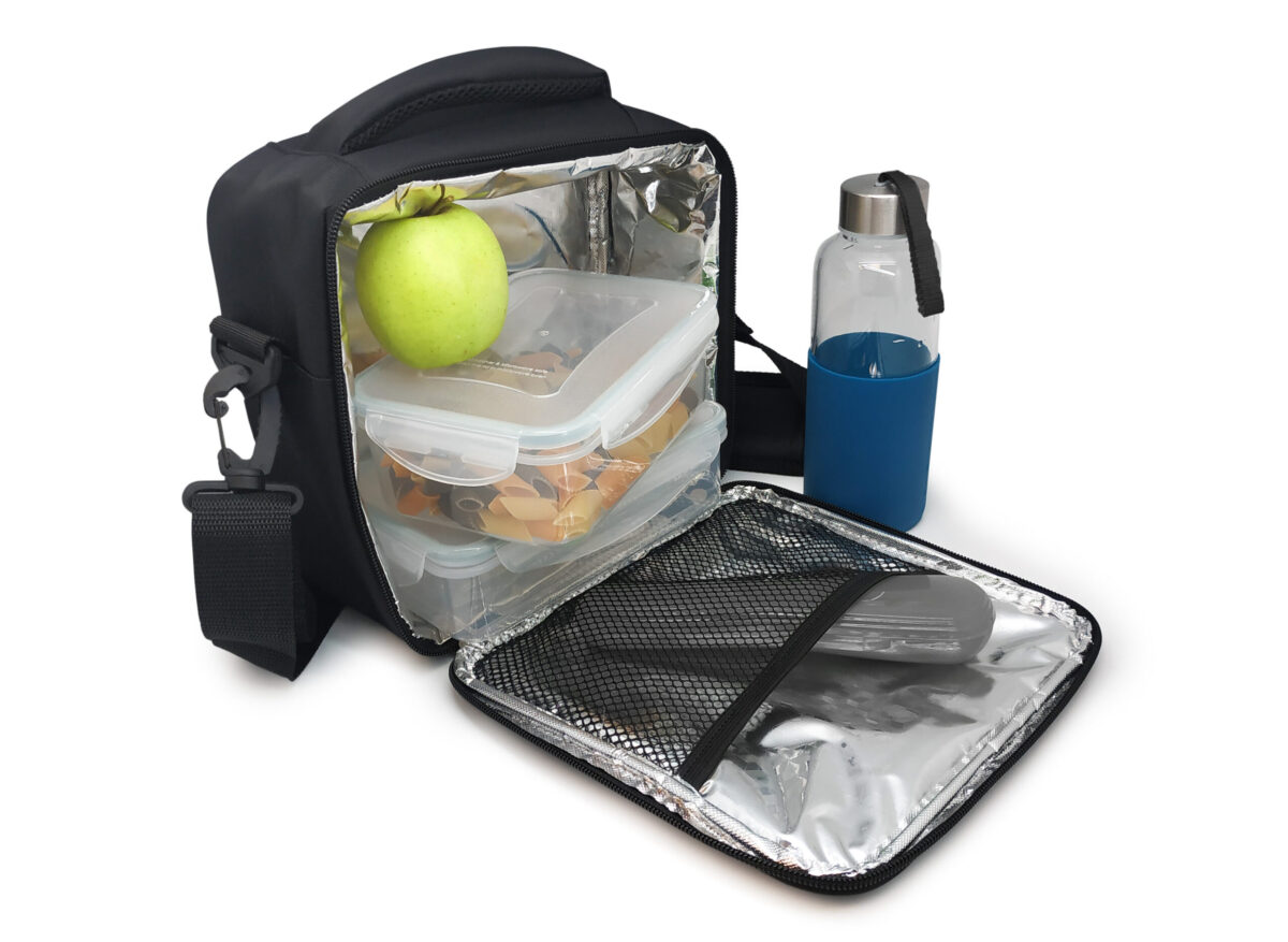Nerthus Термоизолираща чанта за храна с 2 джоба - черен цвят