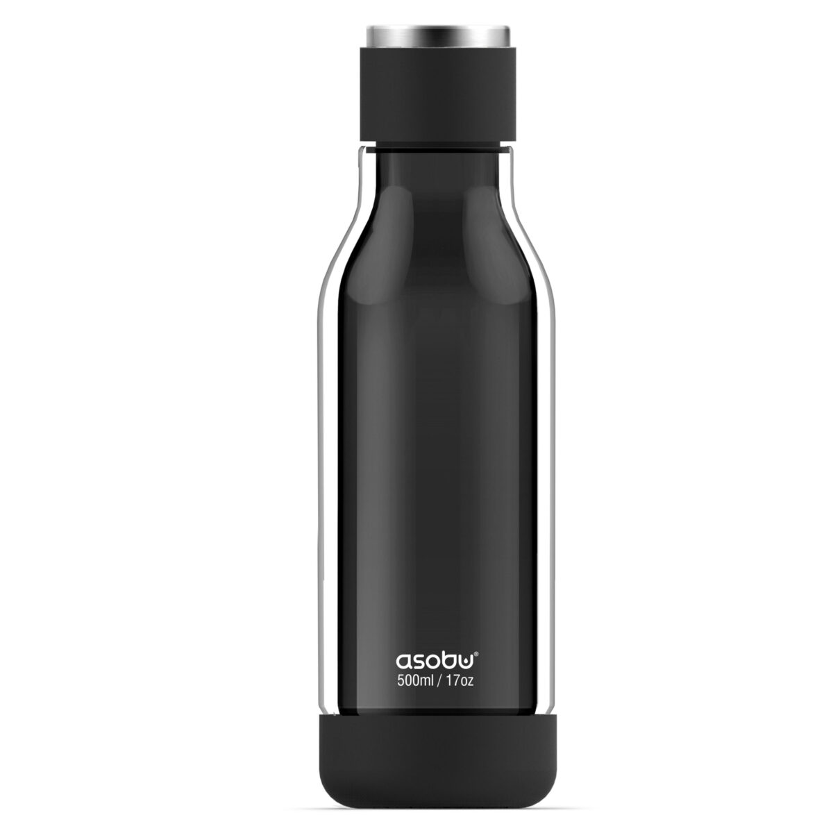 Двустенна бутилка ASOBU INNER PEACE - стъкло/тритан, 500 мл, цвят черен
