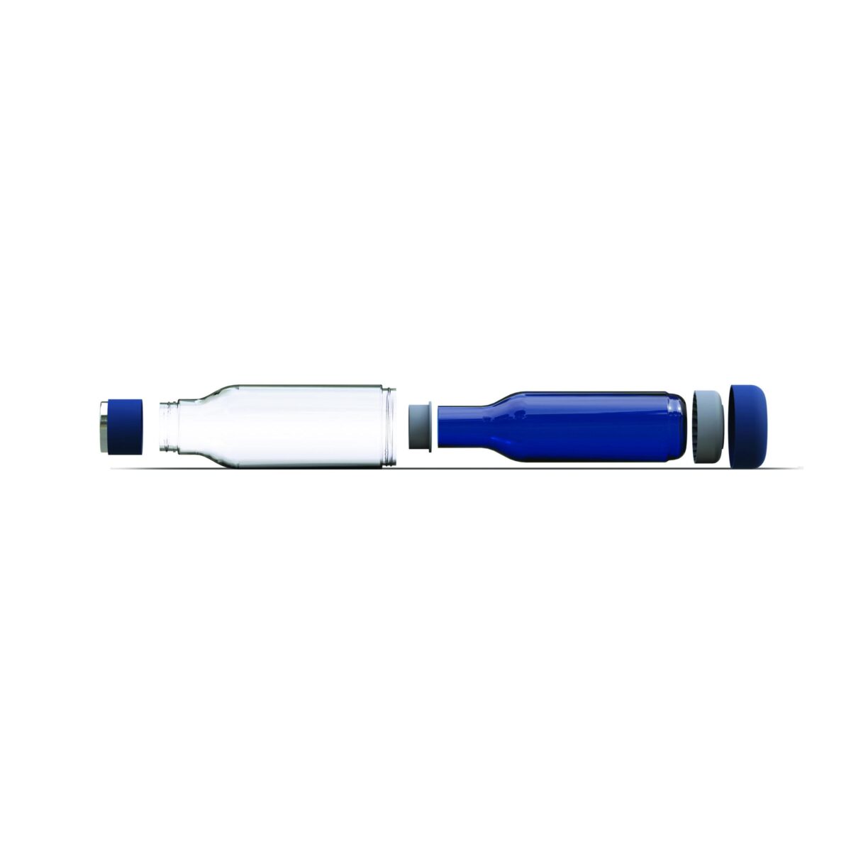Двустенна бутилка ASOBU INNER PEACE - 500 мл, стъкло/тритан, цвят син