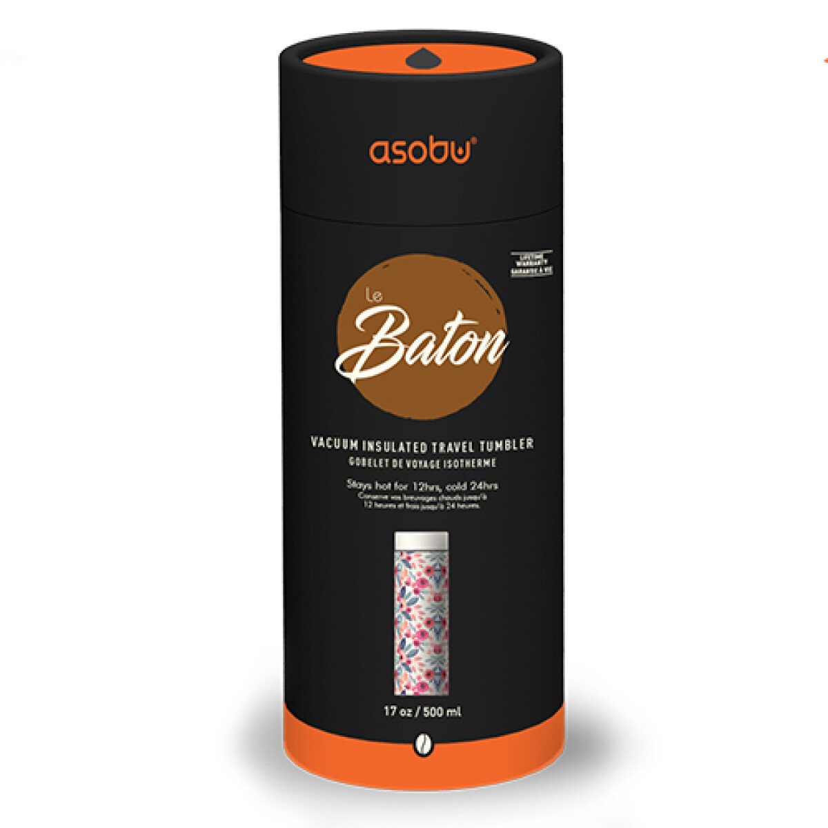 Двустенна термо бутилка с вакуумна изолация и флорални мотиви ASOBU LE BATON - 500 мл