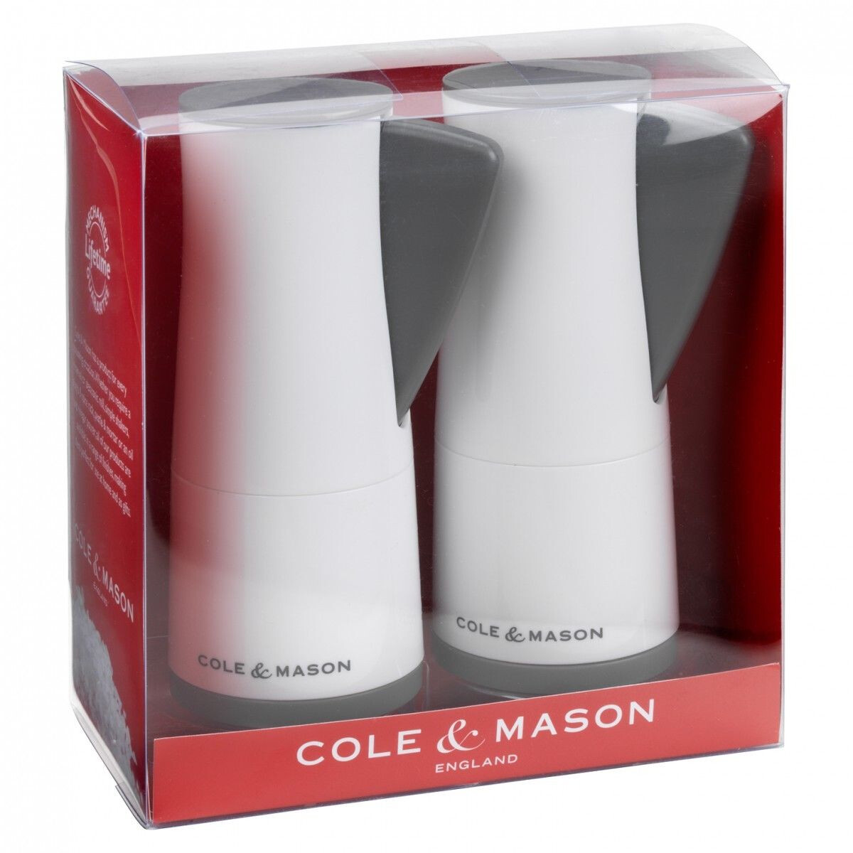 Комплект мелнички за сол и пипер COLE & MASON OXLEY - 14,5 см, цвят бял