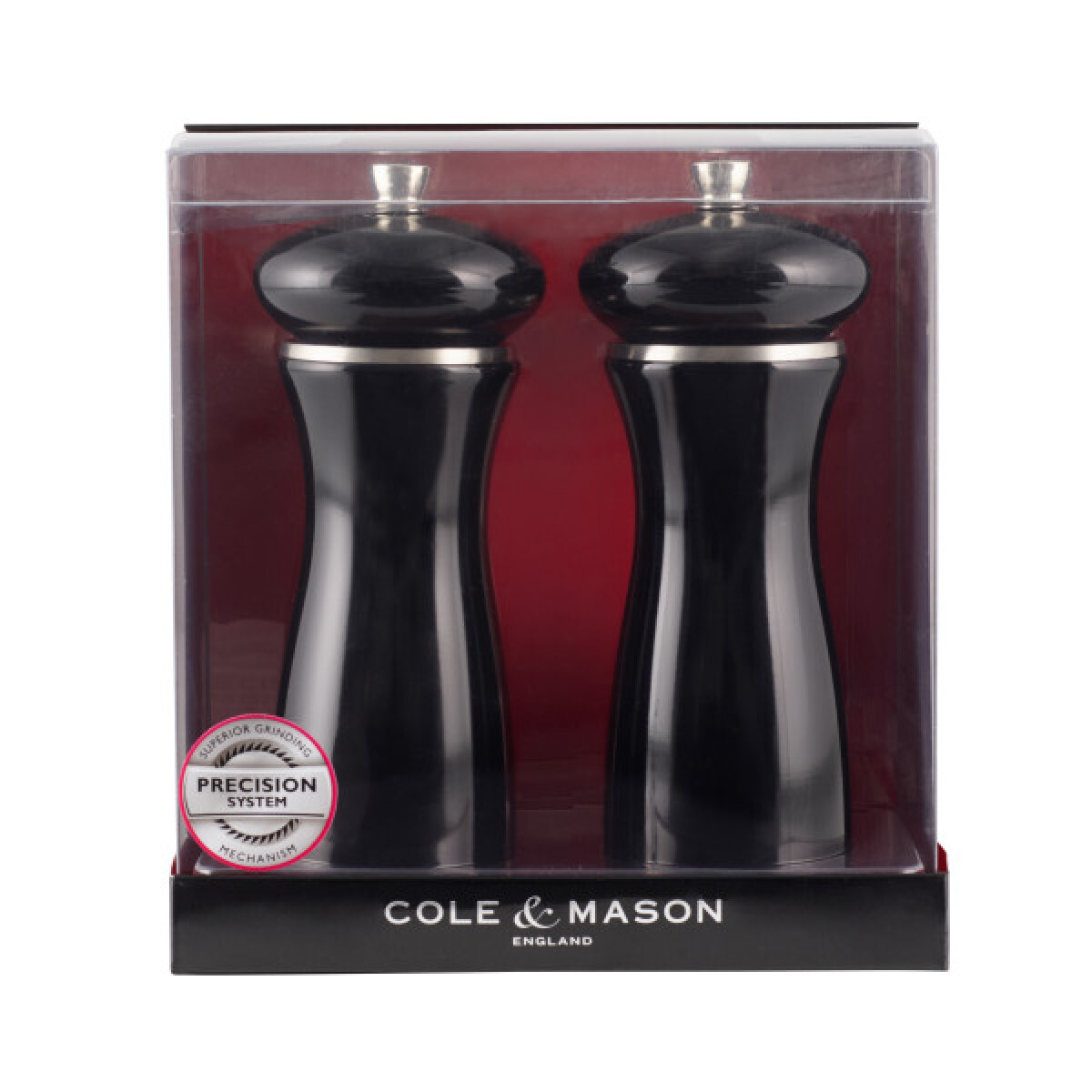 COLE&MASON Комплект мелнички за сол и пипер “SHERWOOD BLACK GLOSS“ - 16,5 см. - цвят черен