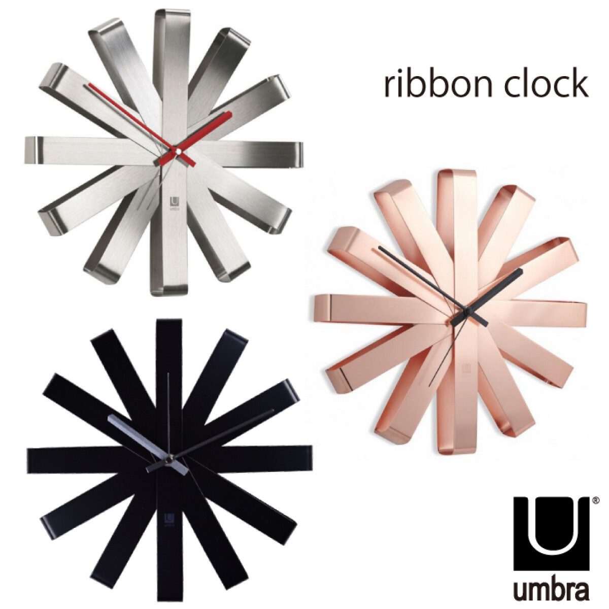 UMBRA Стенен часовник “RIBBON“ - цвят черен