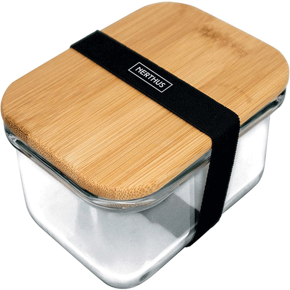 Стъклена кутия за храна с херметическо затваряне и бамбуков капак Nerthus - 1,5 л