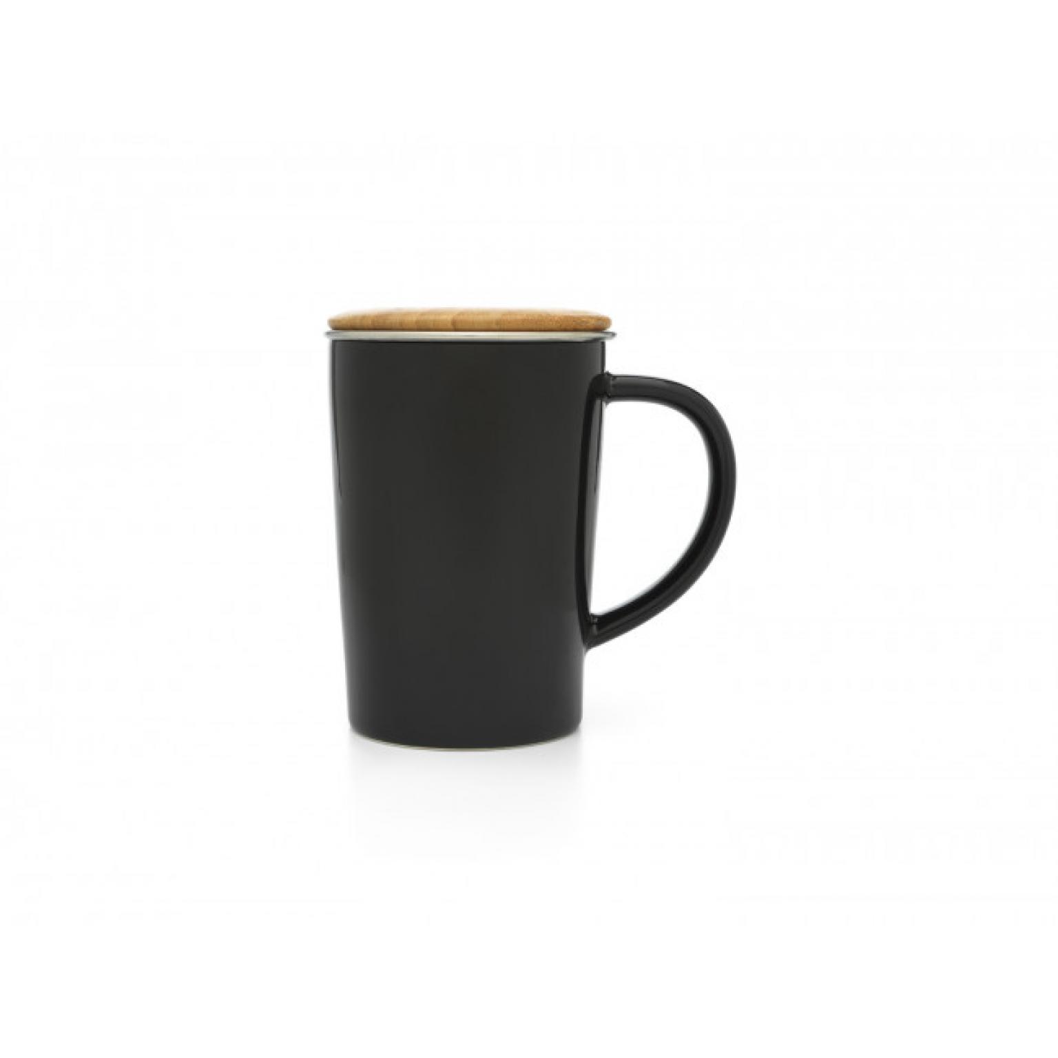 Порцеланова чаша за чай с филтър и капак BREDEMEIJER - 400 мл, черна