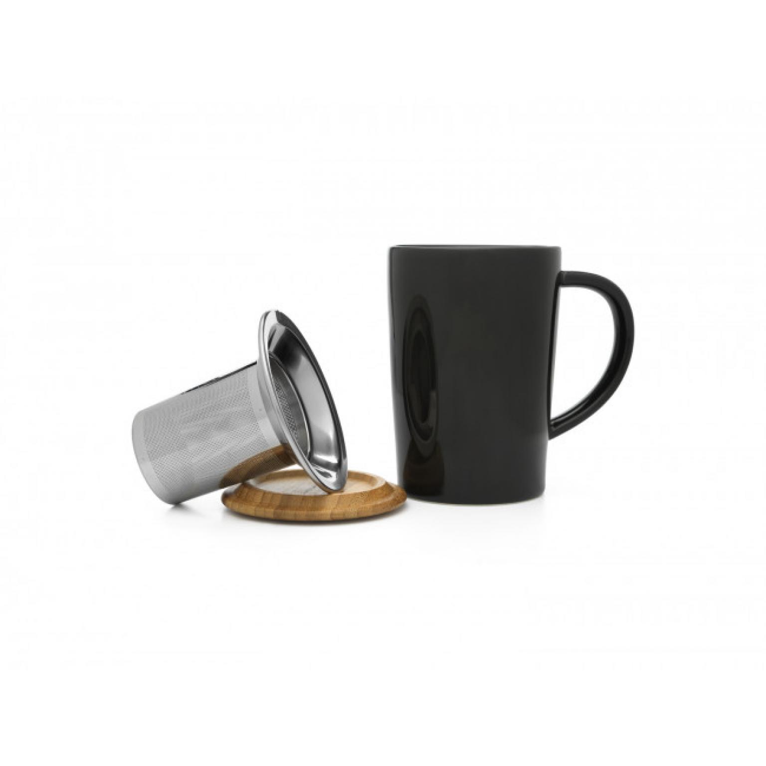 Порцеланова чаша за чай с филтър и капак BREDEMEIJER - 400 мл, черна
