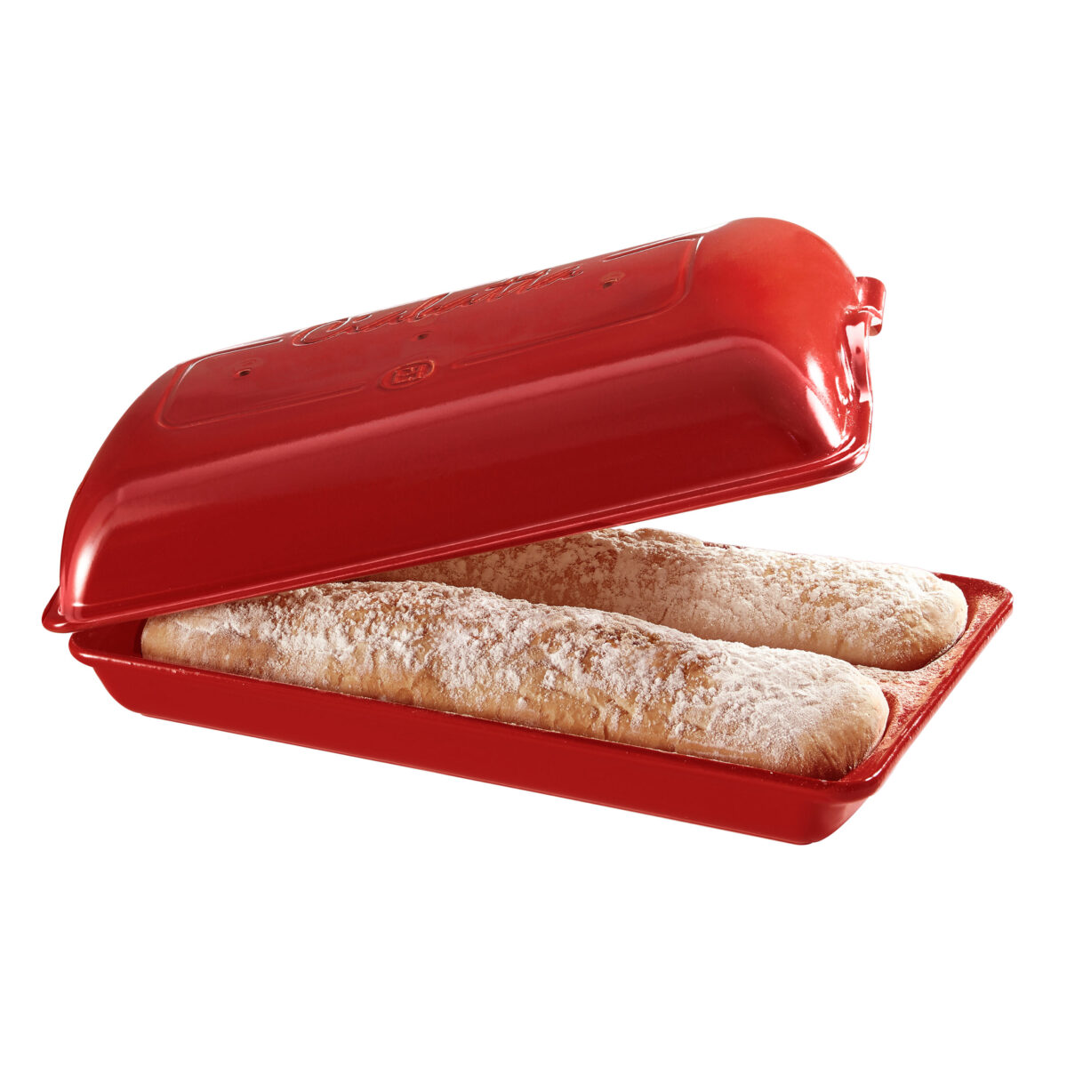 Керамична форма за печене на хляб/чабата EMILE HENRY CIABATTA BAKER - 39 х 23 см, цвят червен