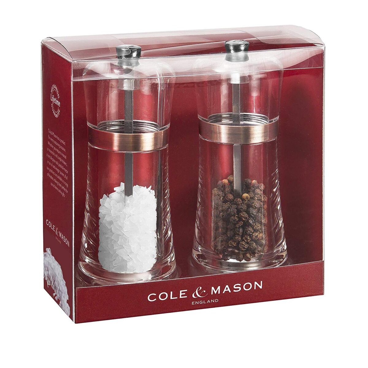 Комплект мелнички за сол и пипер COLE & MASON FONTWELL - 14 см, цвят мед