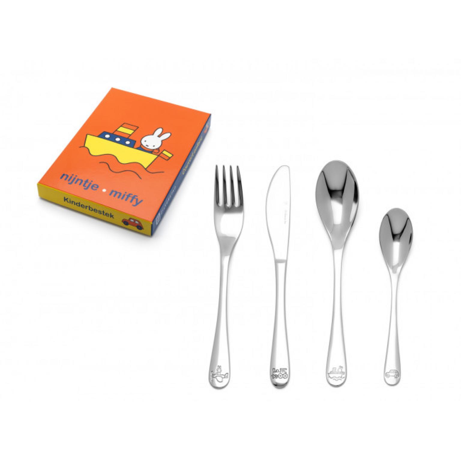 Комплект стоманени детски прибори за хранене ZILVERSTAD Miffy - 4 части