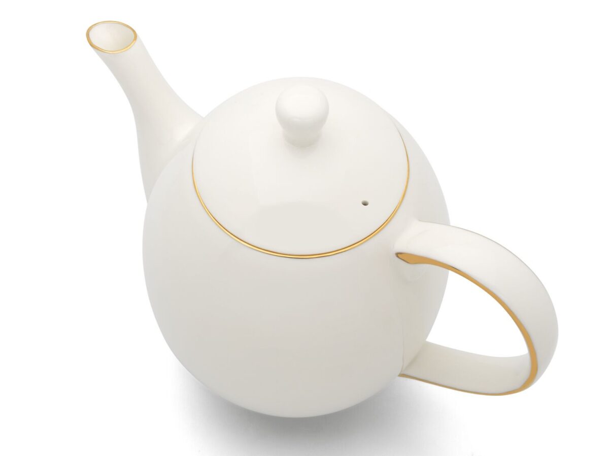 Порцеланов сет за чай с 2 бр чаши и стоманен филтър BREDEMEIJER Canterbury - бял, 1,2 л