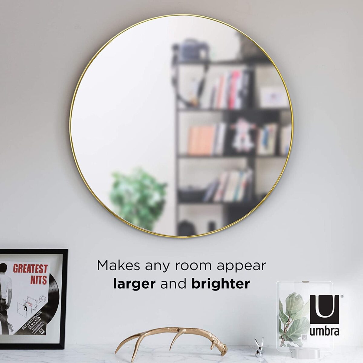 Огледало за стена UMBRA HUBBA - Ø 46 см, цвят месинг