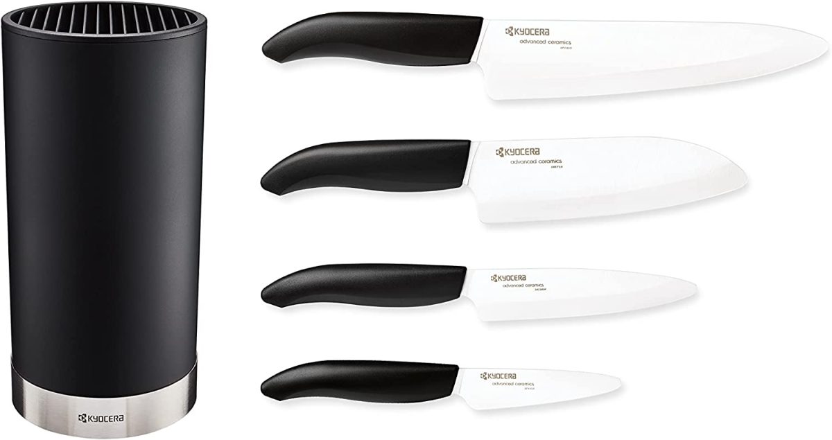 Комплект 4 бр керамични ножове KYOCERA серия GEN + блок за ножове