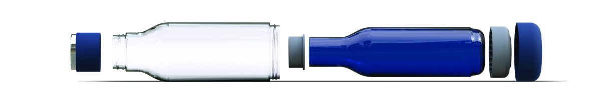 Двустенна бутилка ASOBU INNER PEACE - 500 мл, стъкло/тритан, цвят тъмно червен