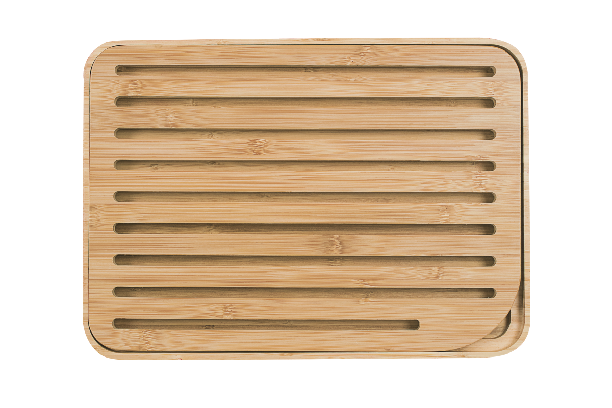 Бамбукова дъска за рязане на хляб PEBBLY - размер L , 35 х 25 см, бял кант