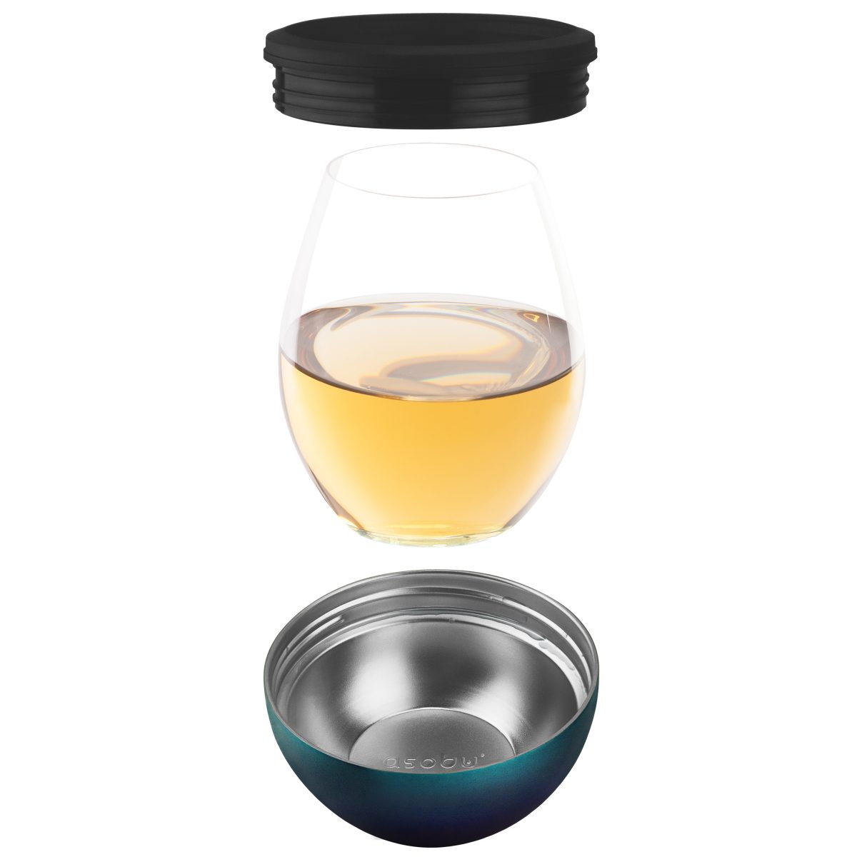 ASOBU Чаша с термоизолираща основа “WINE KUZIE“ - цвят сребрист