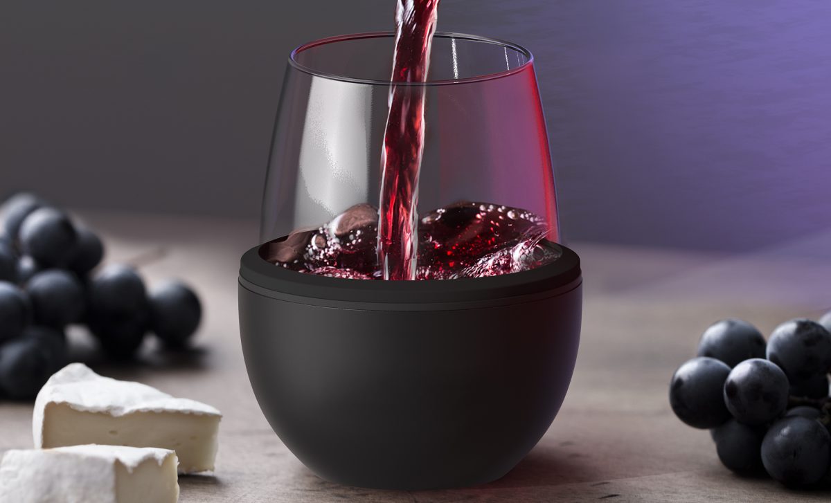 ASOBU Чаша с термоизолираща основа “WINE KUZIE“ - цвят сребрист