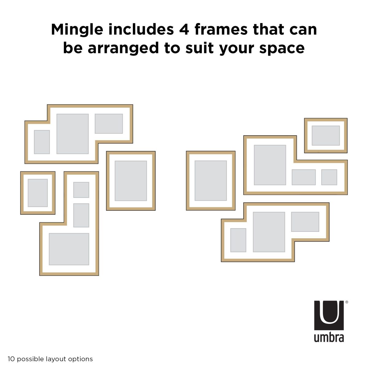 Комплект от 4 бр рамки за снимки UMBRA MINGLE GALLERY - цвят натурален
