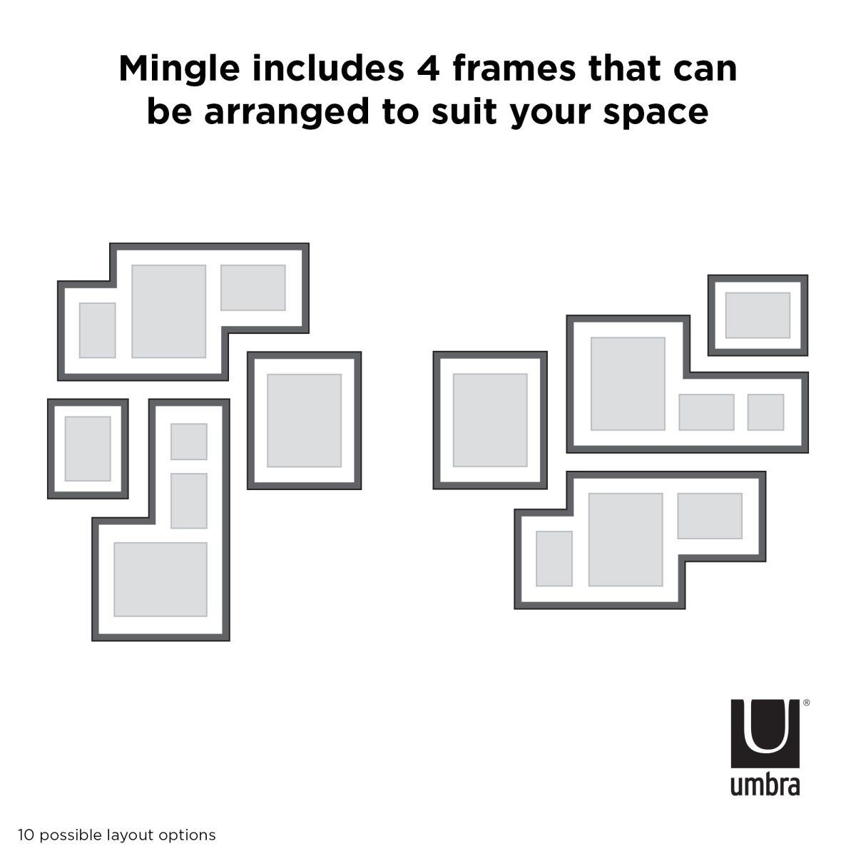 Комплект от 4 бр рамки за снимки UMBRA MINGLE GALLERY - цвят черен