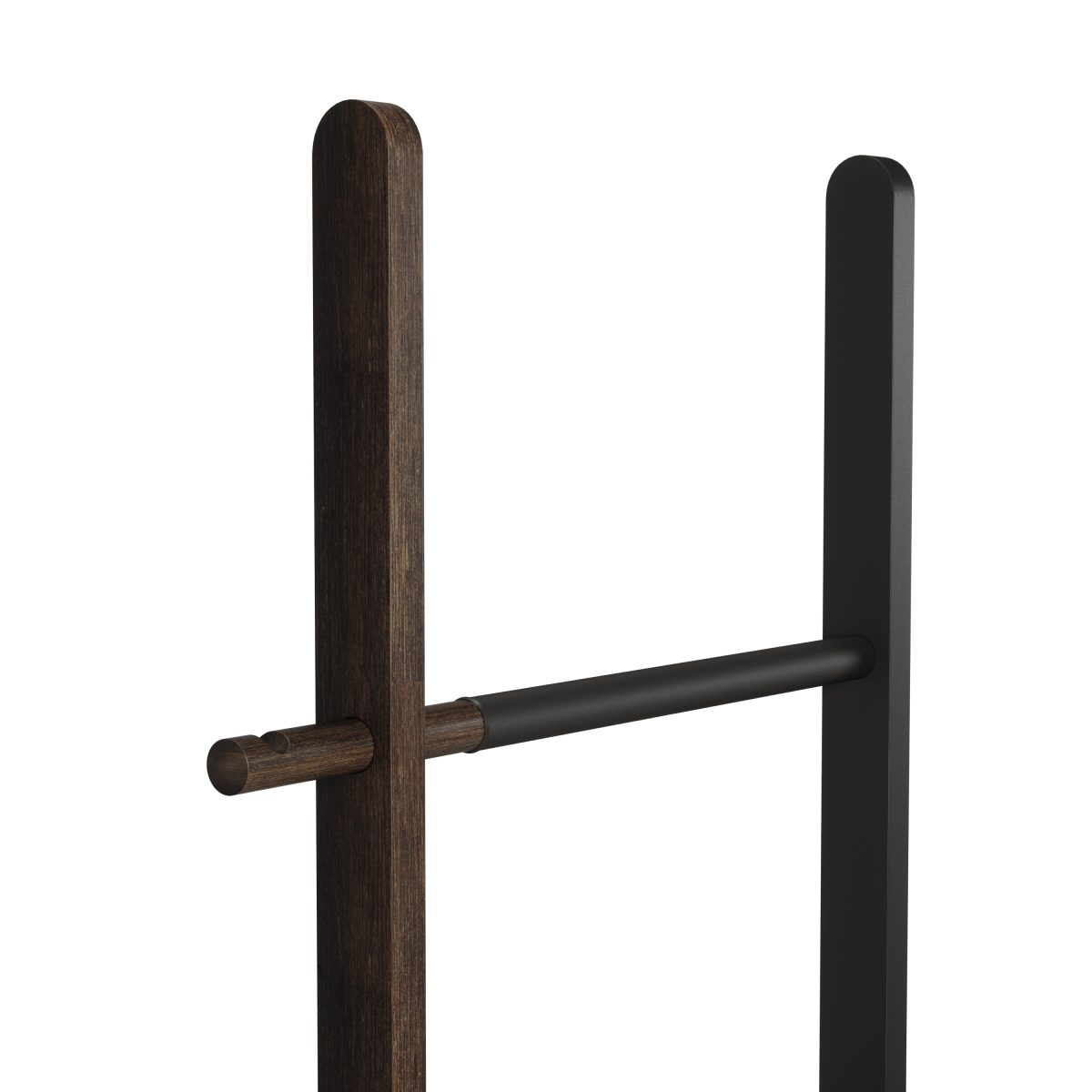 Разтегателна закачалка за кърпи тип стълба UMBRA HUB - цвят черен / орех