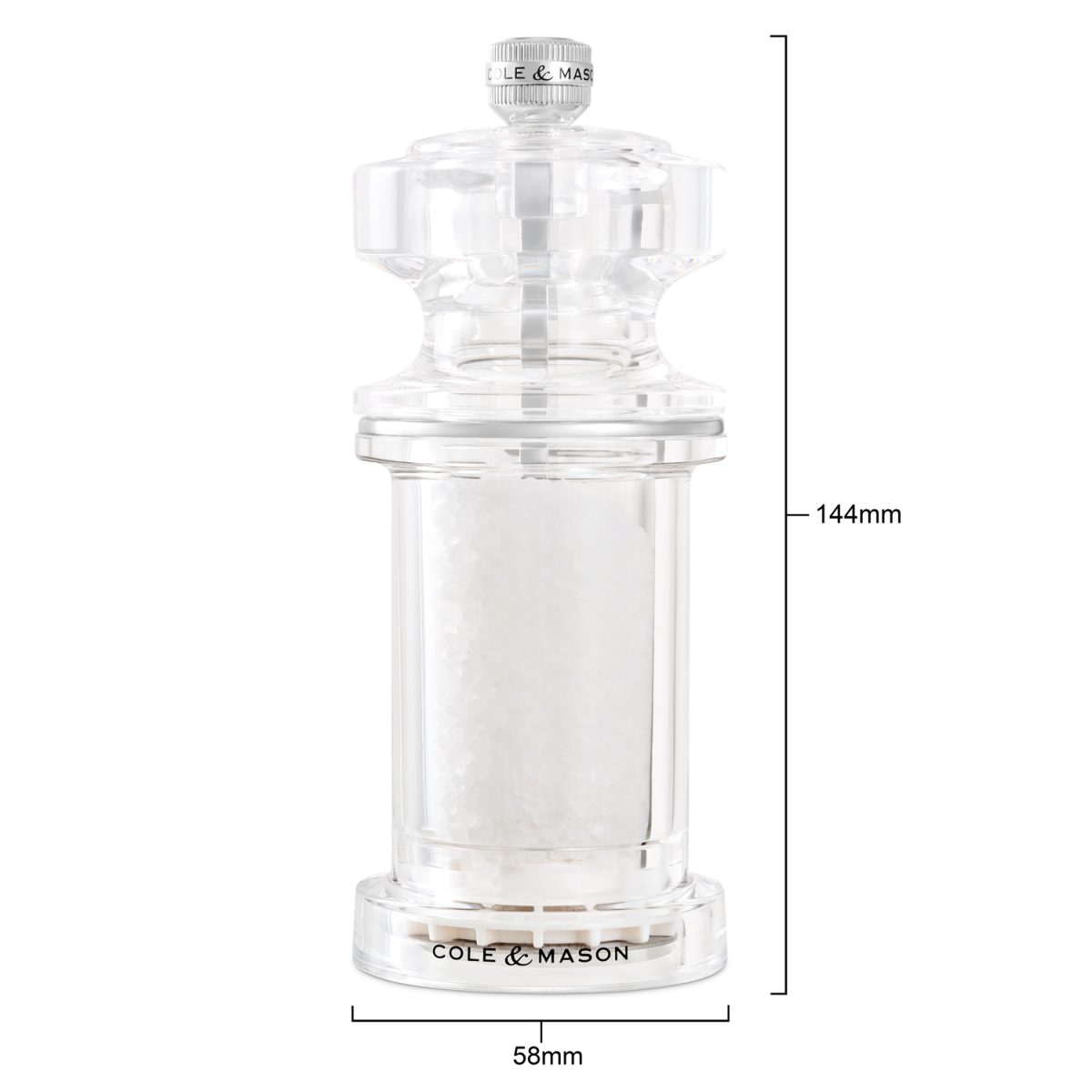 Мелничка за сол COLE & MASON 605 - 14,4 см, прозрачна