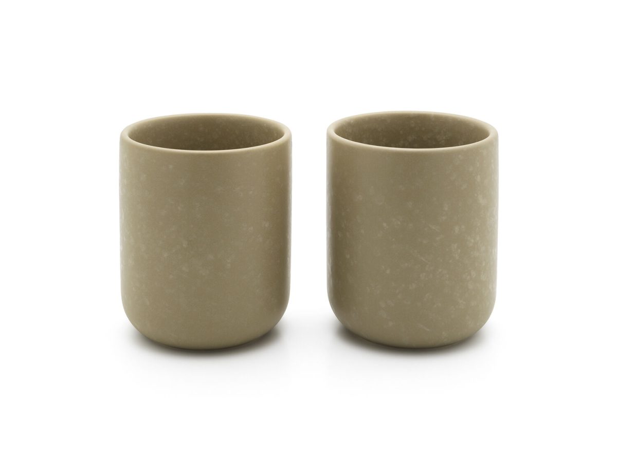 BREDEMEIJER Сет от 2 керамични чаши за чай с бамбукови подложки “Umea“ - сиви - 200 мл.