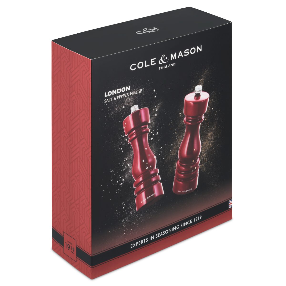 Комплект мелнички за сол и пипер COLE & MASON LONDON - 18 см, цвят червен гланц