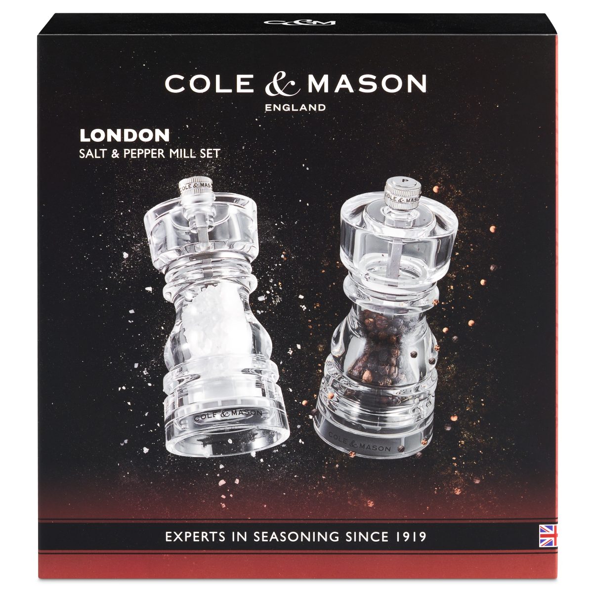 Комплект мелнички за сол и пипер COLE & MASON LONDON - 13 см, прозрачни