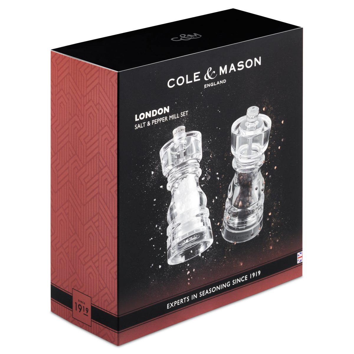 Комплект мелнички за сол и пипер COLE & MASON LONDON - 13 см, прозрачни